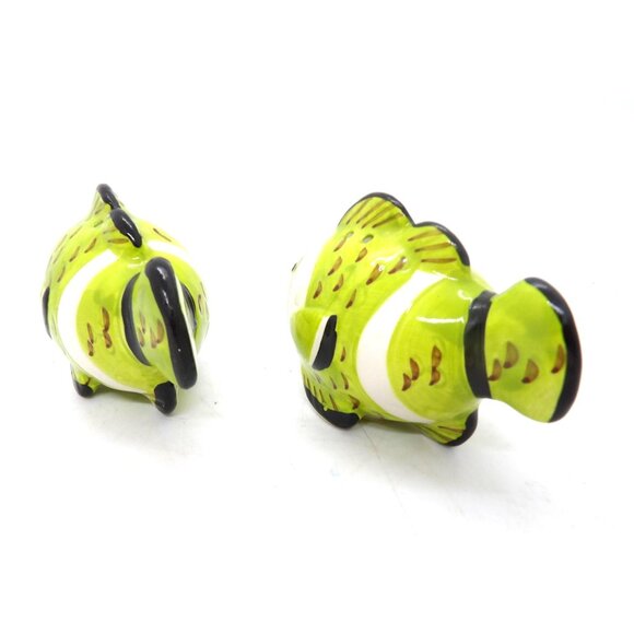 Ceramic Green Fish Salt & Pepper Shakers Kitchen Dining preowned - Picture 3 of 4